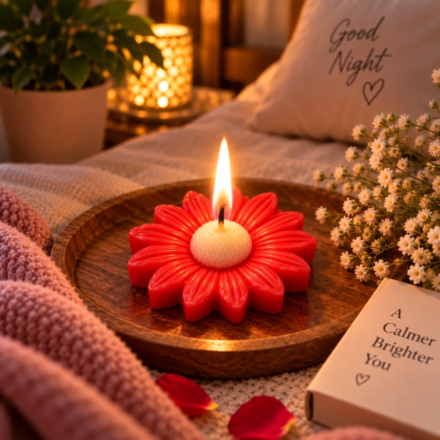 S2 Crafts pink daisy flower candle on Instagram